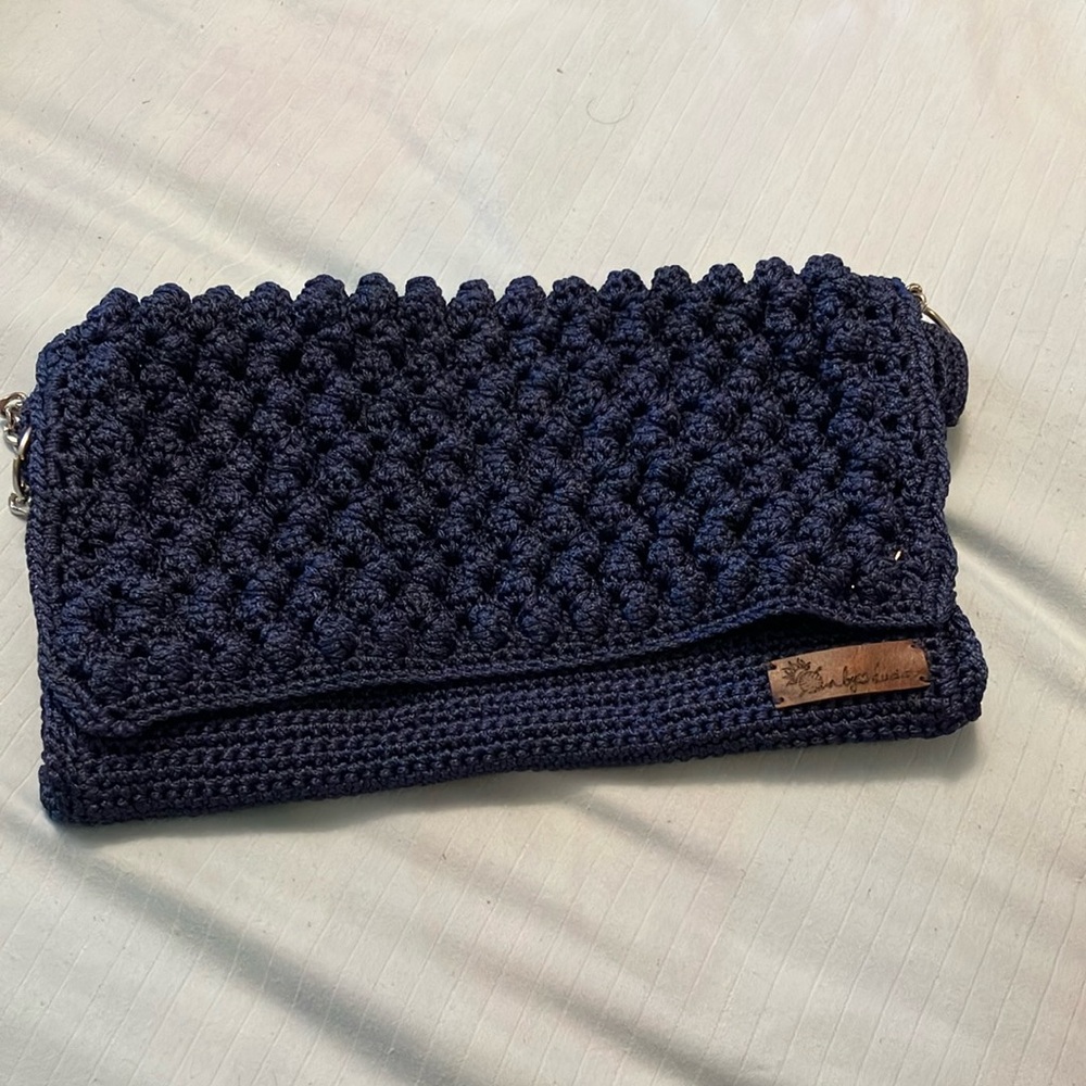 Handcrafted Navy Crochet Clutch